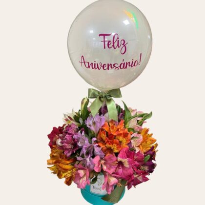 Box de Alstroemerias com Balão Personalizado
