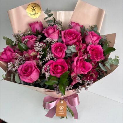 Bouquet 12 Pink Roses Pink