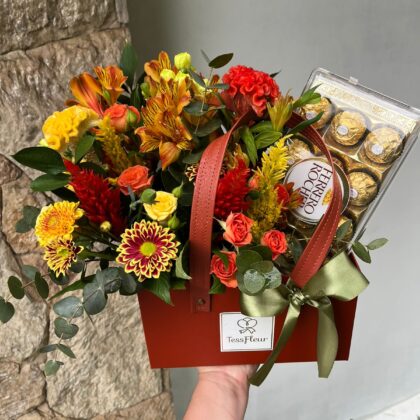 Ginger Bag with Flowers and Chocolate