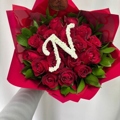 Bouquet of 20 Red Roses with Letter